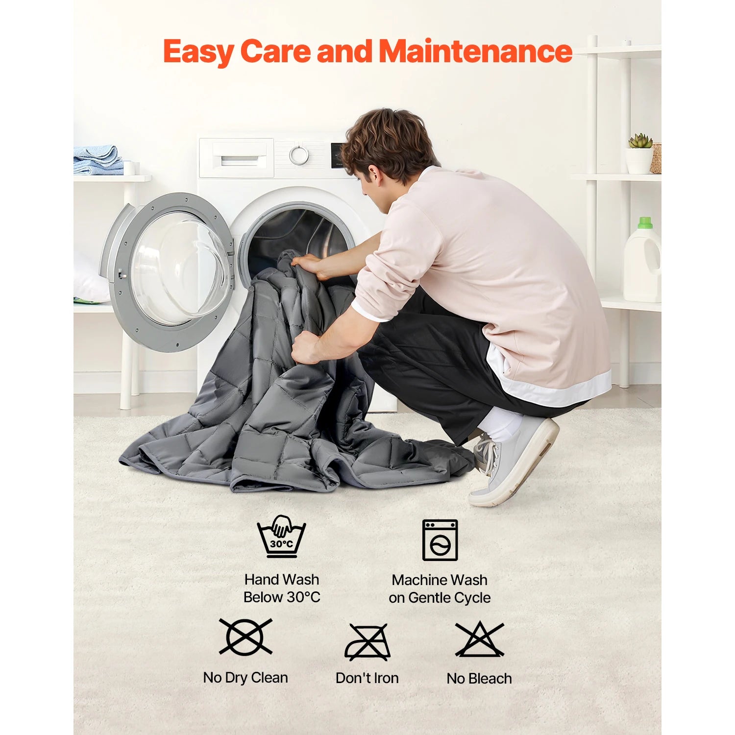 SucceBuy Weighted Blanket 25 lbs Cooling Breathable Heavy Blanket with Glass Beads All-Season Use Anxiety Stress Relief Grey