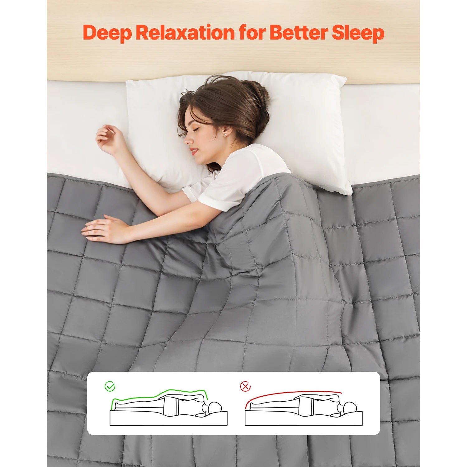 SucceBuy Weighted Blanket 25 lbs Cooling Breathable Heavy Blanket with Glass Beads All-Season Use Anxiety Stress Relief Grey