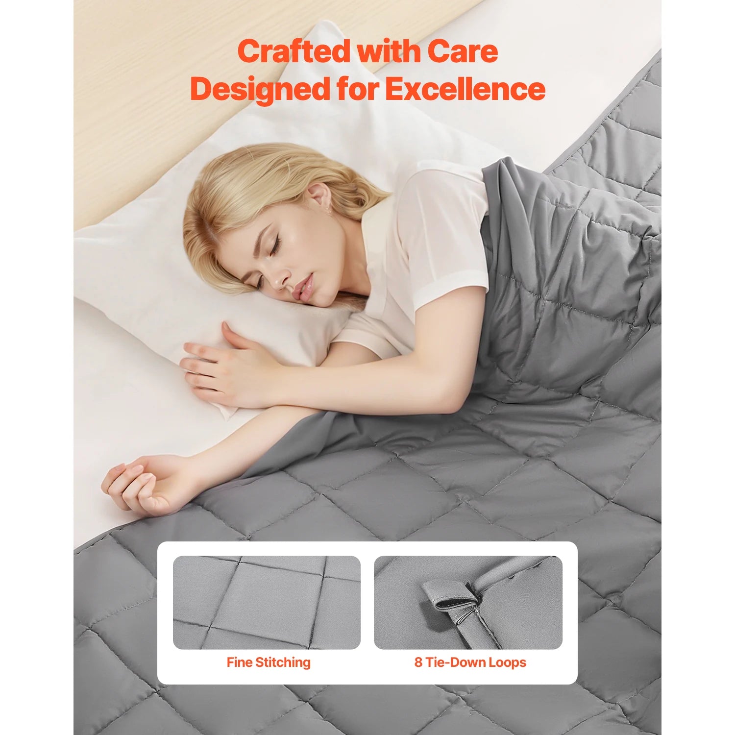 SucceBuy Weighted Blanket 25 lbs Cooling Breathable Heavy Blanket with Glass Beads All-Season Use Anxiety Stress Relief Grey